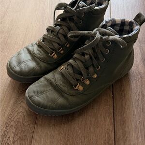 Keds Olive Green Quilted High-Top Ankle Sneakers